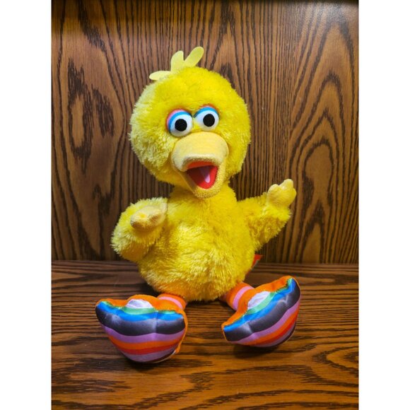 Sesame Street Big Bird Plush Toy 12" Rainbow Feet Yellow Soft Stuffed Animal - Picture 1 of 7